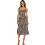 Brown Beige Snake Pattern Women s Sleeveless Corset Midi Dress