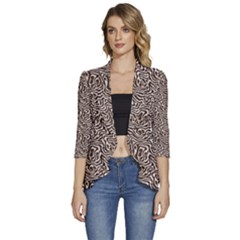 Women s 3/4 Sleeve Ruffle Edge Open Front Jacket 
