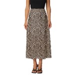 Brown Beige Snake Pattern Classic Midi Chiffon Skirt