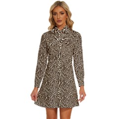 Women s Long Sleeve Bow Deco Button Up Dress 
