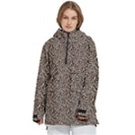 Brown Beige Snake Pattern Women s Pullover Zip Ski and Snowboard Waterproof Breathable Jacket