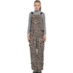Brown Beige Snake Pattern Women s Side Zip Front Pouch Ski And Snowboard Bib Pants	