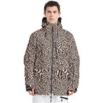 Brown Beige Snake Pattern Men s Multi Pockets Zip Ski and Snowboard Waterproof Breathable Jacket