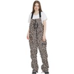 Brown Beige Snake Pattern Women s Front Zip Ski And Snowboard Bib Pants