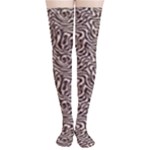 Brown Beige Snake Pattern Thigh High Stockings