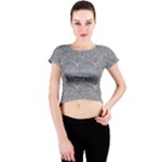 Dark Grey Snake Crew Neck Crop Top