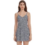 Dark Grey Snake Body Wrap Sleeveless V-Neck Mini Dress