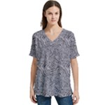 Dark Grey Snake V-Neck Split Shoulder Casual T-Shirt