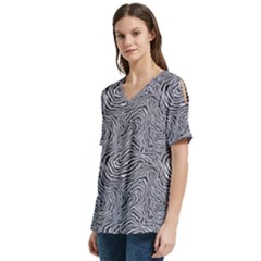 V-Neck Split Shoulder Casual T-Shirt 