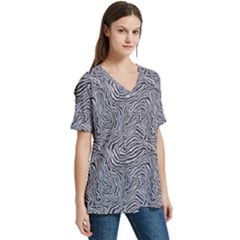 V-Neck Split Shoulder Casual T-Shirt 