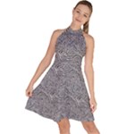 Dark Grey Snake Sleeveless Halter Neck A-Line Dress