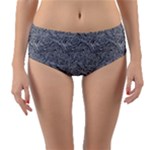 Dark Grey Snake Reversible Mid-Waist Bikini Bottoms