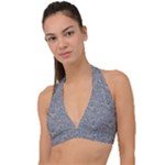 Dark Grey Snake Halter Plunge Bikini Top