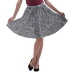 Dark Grey Snake A-line Skater Skirt
