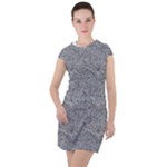 Dark Grey Snake Drawstring Hooded Dress