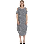 Dark Grey Snake Cold Shoulder Loose Fit Dress With Pockets