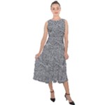 Dark Grey Snake Midi Tie-Back Chiffon Dress