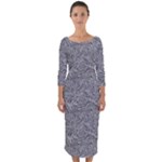 Dark Grey Snake Quarter Sleeve Midi Bodycon Dress