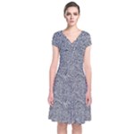 Dark Grey Snake Short Sleeve Front Wrap Dress