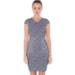 Dark Grey Snake Capsleeve Drawstring Dress 