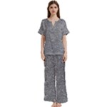 Dark Grey Snake Short Sleeve Long Pants Satin Pajamas Set