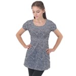 Dark Grey Snake Puff Sleeve Tunic Top