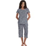 Dark Grey Snake Short Sleeve 3/4 Length Pants Lounge Set
