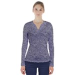Dark Grey Snake V-Neck Long Sleeve Top