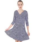 Dark Grey Snake Quarter Sleeve Front Wrap Dress