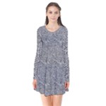 Dark Grey Snake Long Sleeve V-neck Flare Dress