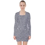 Dark Grey Snake V-neck Bodycon Long Sleeve Dress