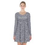 Dark Grey Snake Long Sleeve Velvet V-neck Dress