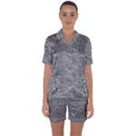 Dark Grey Snake Satin Short Sleeve Pajamas Set