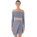 Dark Grey Snake Off Shoulder Top with Skirt Set