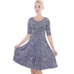 Dark Grey Snake Quarter Sleeve A-Line Dress With Pockets