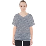 Dark Grey Snake V-Neck Dolman Drape Top