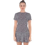 Dark Grey Snake Drop Hem Mini Chiffon Dress