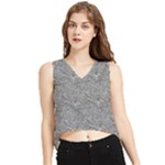 Dark Grey Snake V-Neck Cropped Tank Top