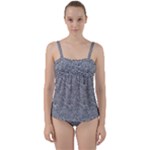 Dark Grey Snake Twist Front Tankini Set