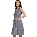 Dark Grey Snake Sleeveless V-Neck Skater Dress with Pockets