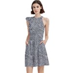 Dark Grey Snake Cocktail Party Halter Sleeveless Dress With Pockets