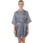 Dark Grey Snake Half Sleeve Satin Kimono 