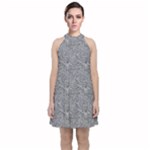 Dark Grey Snake Velvet Halter Neckline Dress 