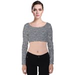 Dark Grey Snake Velvet Long Sleeve Crop Top