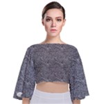 Dark Grey Snake Tie Back Butterfly Sleeve Chiffon Top