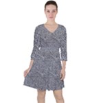Dark Grey Snake Quarter Sleeve Ruffle Waist Dress