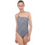 Dark Grey Snake Classic One Shoulder Swimsuit
