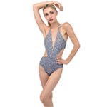 Dark Grey Snake Plunging Cut Out Swimsuit