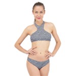 Dark Grey Snake High Neck Bikini Set