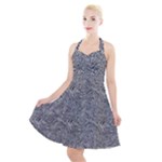 Dark Grey Snake Halter Party Swing Dress 